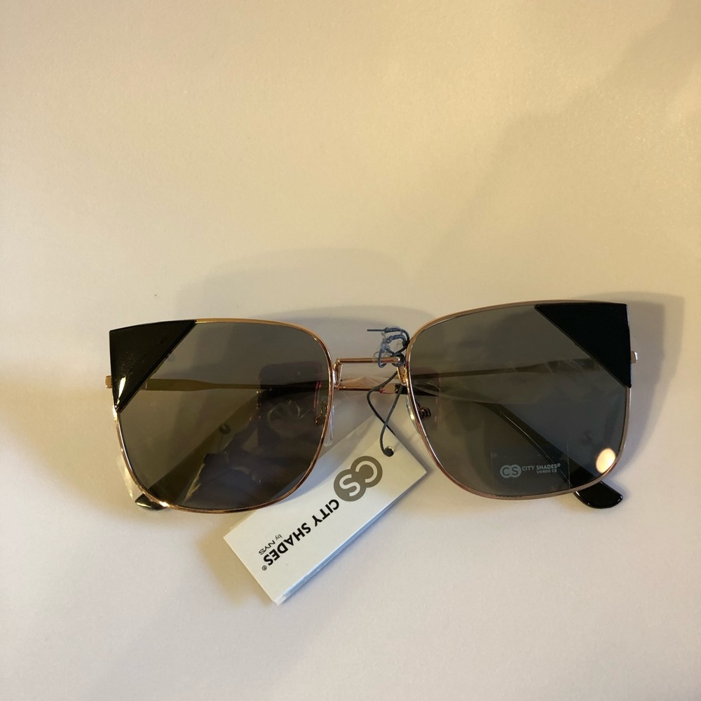 Rosegold winged detail navy beige black sunglasses